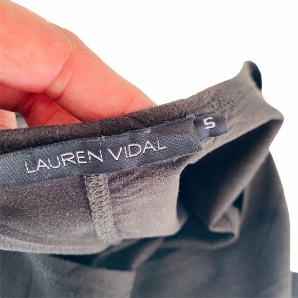Lauren VIDAL Dress Charcoal Crashed Velvet Look Size small - Picture 6 of 9